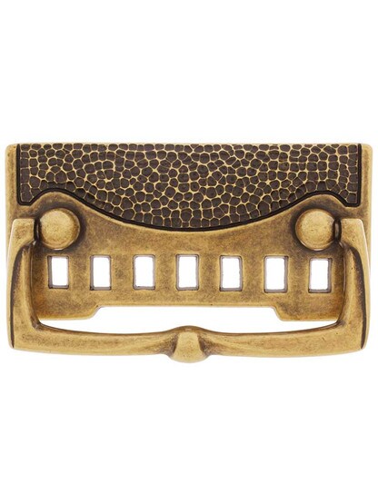 Roycroft Bail Pull with Back plate - 2 1/2 inch Center-to-Center In Antique Brass Dark